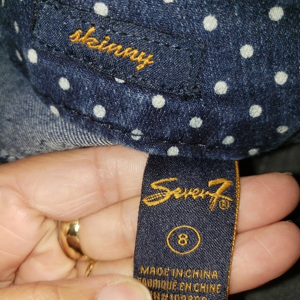 SEVEN 7 Seven7 SKINNY POLKA DOT JEANS SZ 8 - Picture 2 of 3